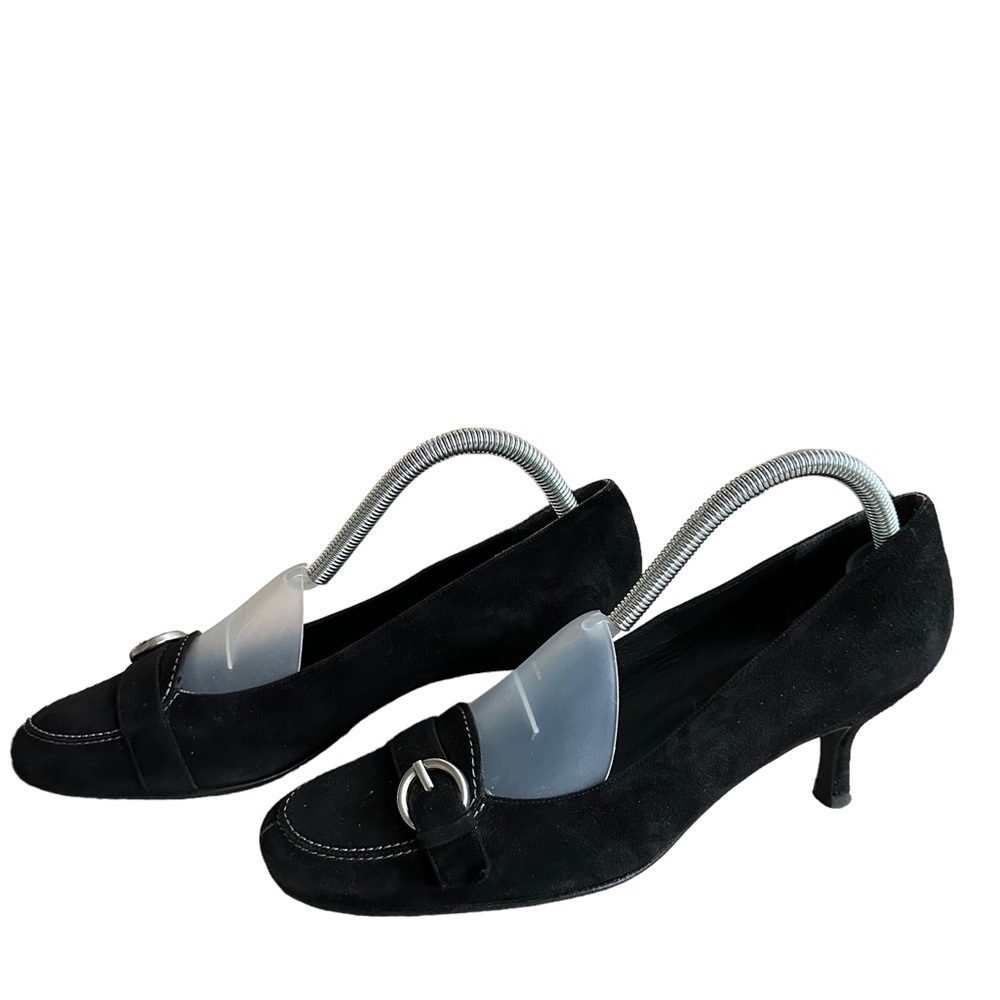 Stuart Weitzman Black Suede Leather Heels with Buckle Size: 10M